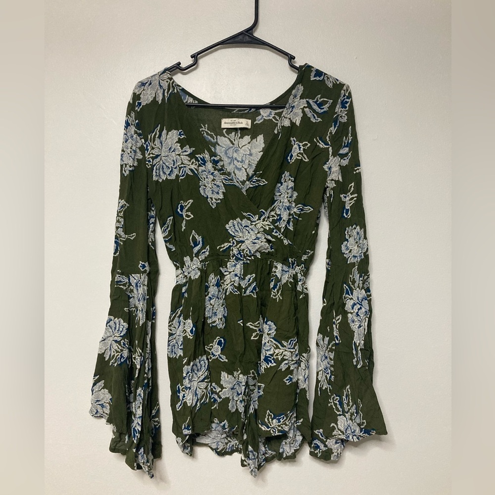 Abercrombie & Fitch Green Floral Romper